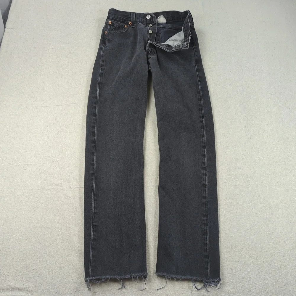 Vintage Levis 501 Jeans Mens 29x30* Black Button Fly Classic American Raw Hem